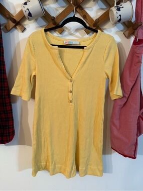 Free People Ribbed Yellow Henley Mini Dress
